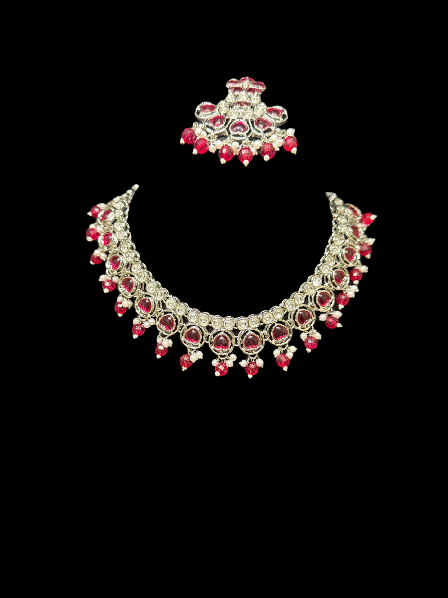 Radiant Ruby Red Kundan Jewelry Set