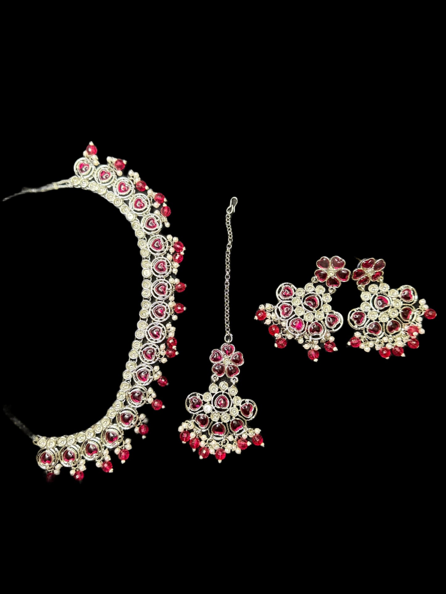 Radiant Ruby Red Kundan Jewelry Set