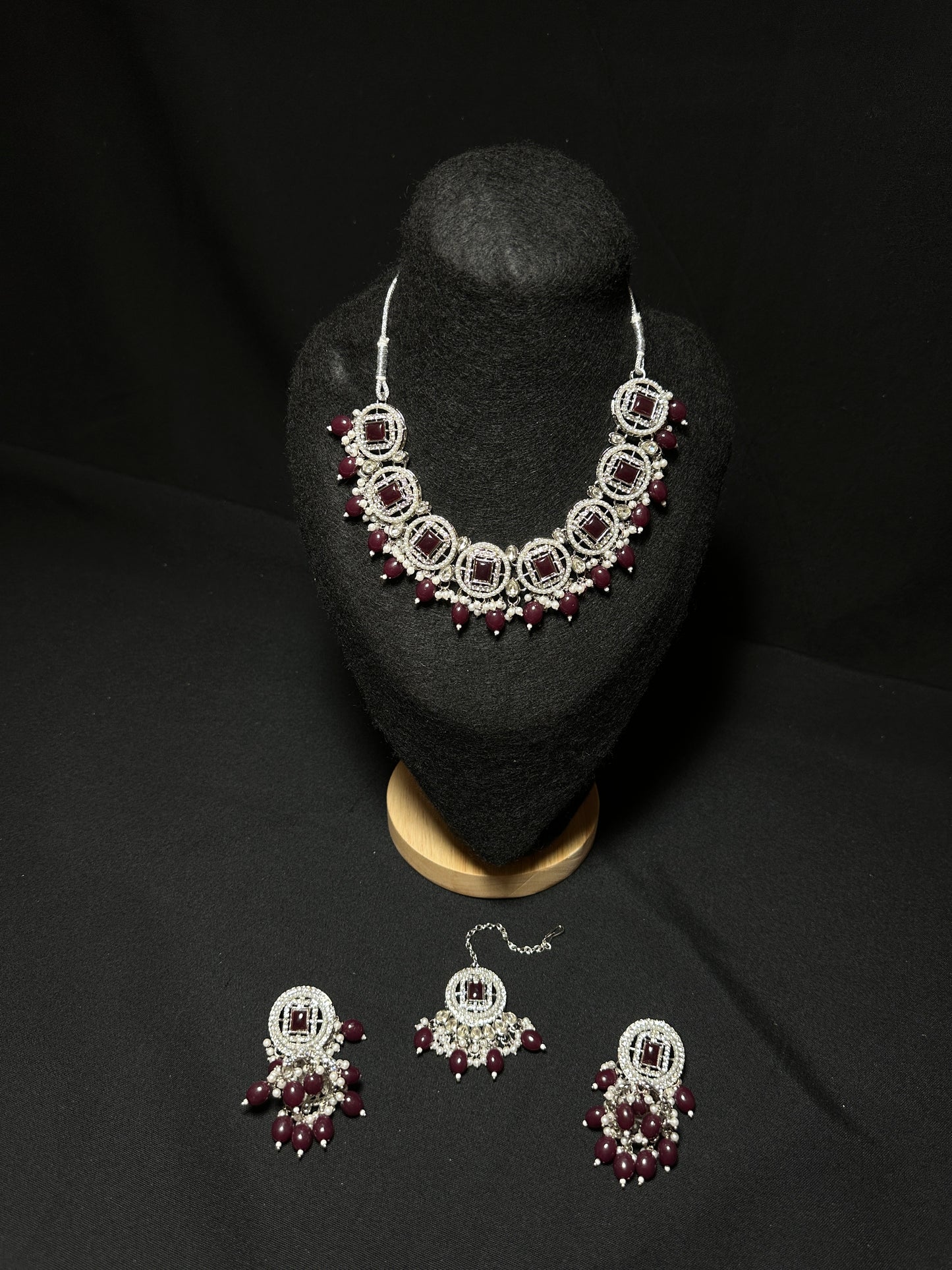 Green and Pink Gemstone Necklace Set