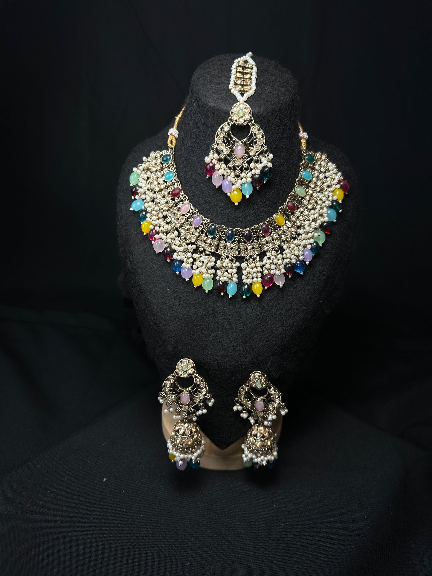 Handcrafted Multicolor Kundan Bridal Jewelry Set