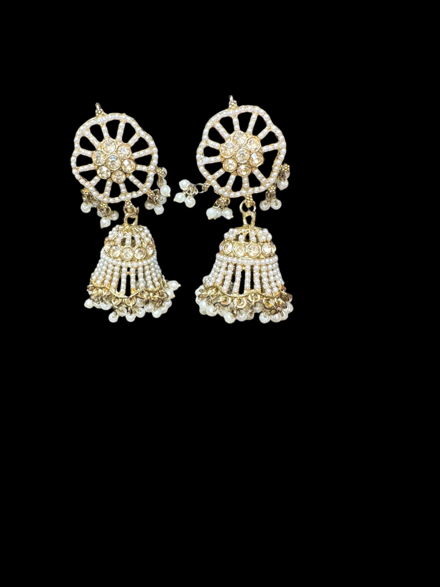 Golden Radiance Pearl Jhumka Earrings