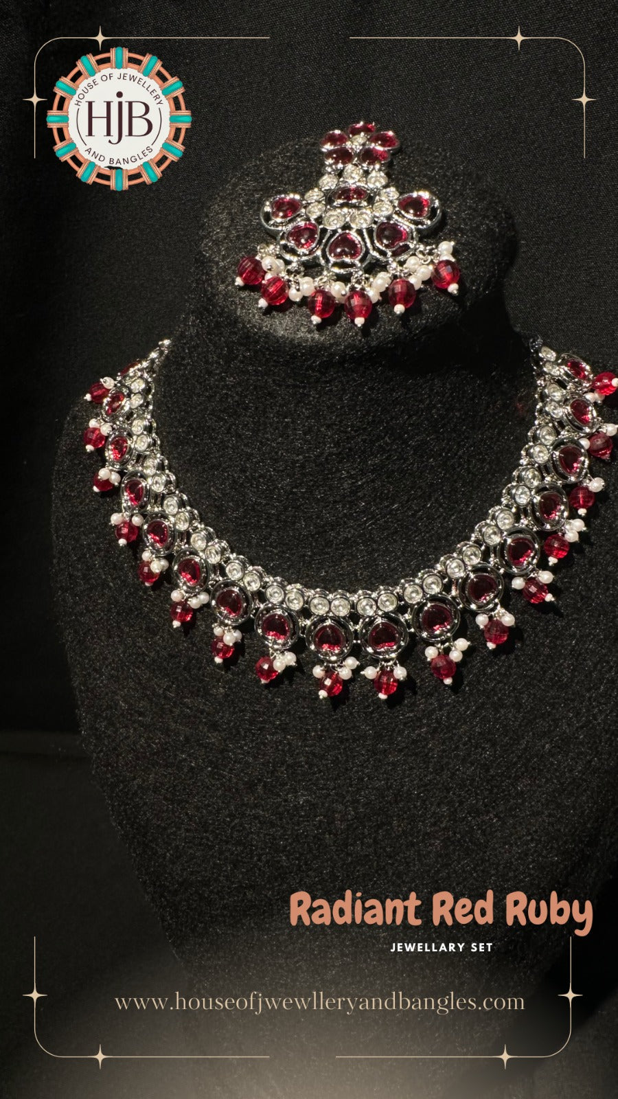 Radiant Ruby Red Kundan Jewelry Set